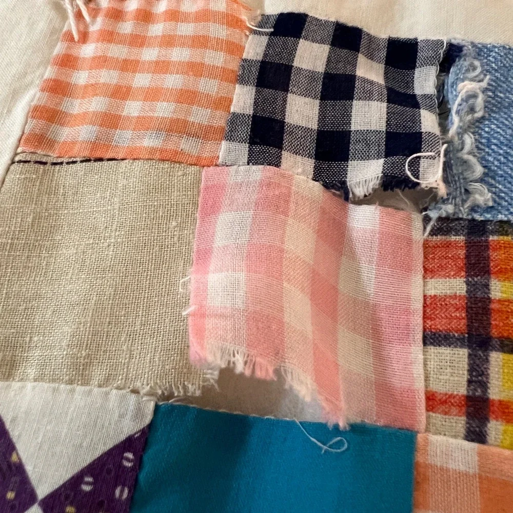 Vintage Handmade Patchwork Quilt Scrappy Multi Color Cotton 90